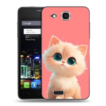 Пластиковый чехол на Alcatel One Touch Idol Ultra с принтом Розовый котенок