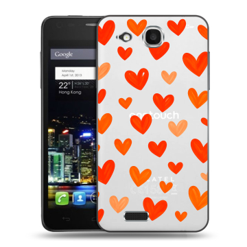 Пластиковый чехол на Alcatel One Touch Idol Ultra с принтом Сердечки