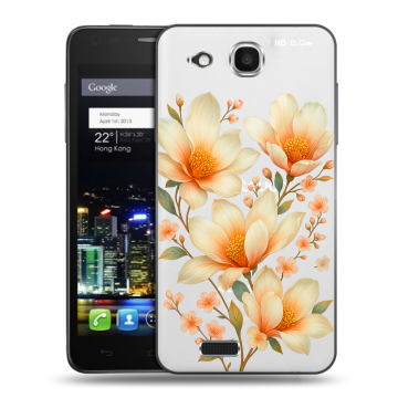 Пластиковый чехол на Alcatel One Touch Idol Ultra с принтом Цветы