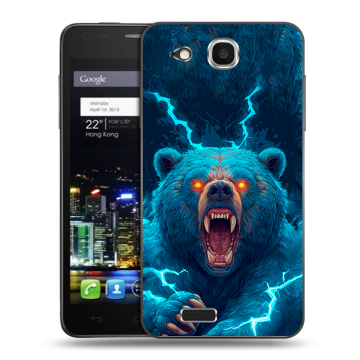 Пластиковый чехол на Alcatel One Touch Idol Ultra с принтом Медведь