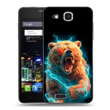 Пластиковый чехол на Alcatel One Touch Idol Ultra с принтом Медведь