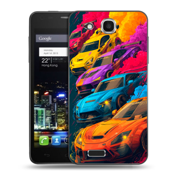 Пластиковый чехол на Alcatel One Touch Idol Ultra с принтом Тачки