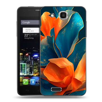 Пластиковый чехол на Alcatel One Touch Idol Ultra с принтом Цветы