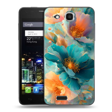 Пластиковый чехол на Alcatel One Touch Idol Ultra с принтом Цветы