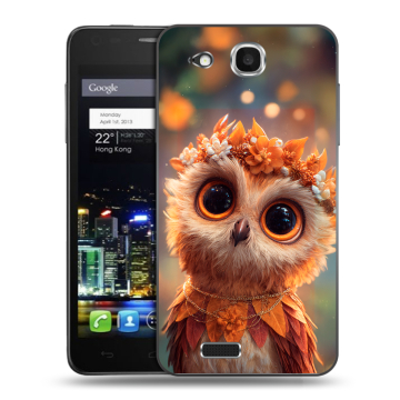 Пластиковый чехол на Alcatel One Touch Idol Ultra с принтом Милая сова