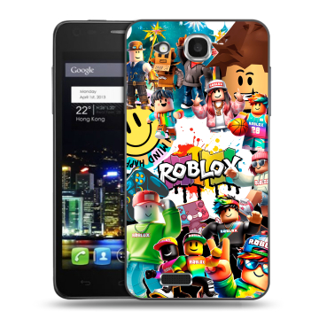 Пластиковый чехол на Alcatel One Touch Idol Ultra с принтом Roblox Роблокс
