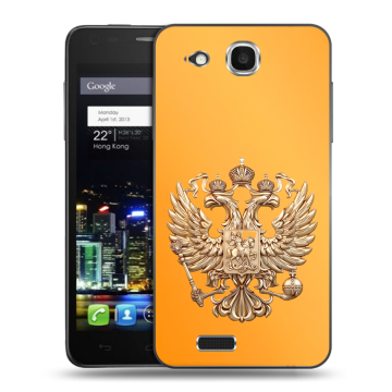 Пластиковый чехол на Alcatel One Touch Idol Ultra с принтом Герб Флаг России