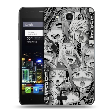 Пластиковый чехол на Alcatel One Touch Idol Ultra с принтом Ahegao Ахегао Аниме