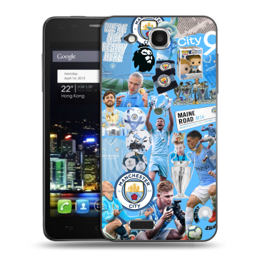 Пластиковый чехол на Alcatel One Touch Idol Ultra с принтом Man City Манчестер Сити