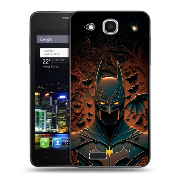 Пластиковый чехол на Alcatel One Touch Idol Ultra с принтом Batman Бэтмен