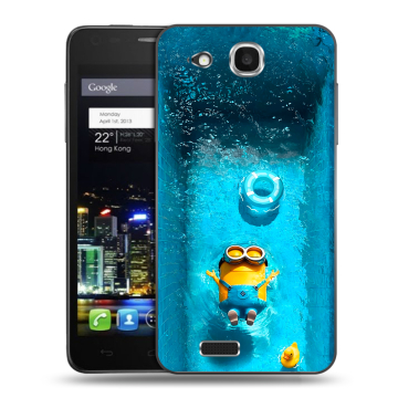 Пластиковый чехол на Alcatel One Touch Idol Ultra с принтом Миньоны
