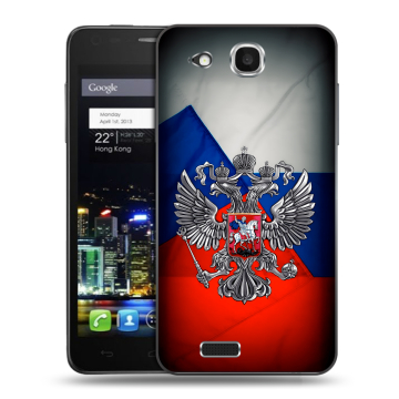 Пластиковый чехол на Alcatel One Touch Idol Ultra с принтом Флаг России Пластиковый чехол на Alcatel One Touch Idol Ultra с принтом Флаг России