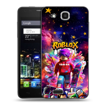 Пластиковый чехол на Alcatel One Touch Idol Ultra с принтом Roblox Роблокс