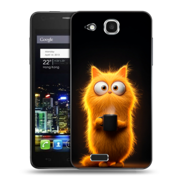 Пластиковый чехол на Alcatel One Touch Idol Ultra с принтом Смешной кот Пластиковый чехол на Alcatel One Touch Idol Ultra с принтом Смешной кот