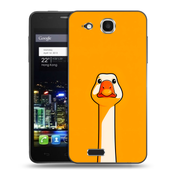 Пластиковый чехол на Alcatel One Touch Idol Ultra с принтом Смешная утка