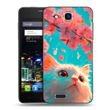 Пластиковый чехол на Alcatel One Touch Idol Ultra с принтом Красивый кот