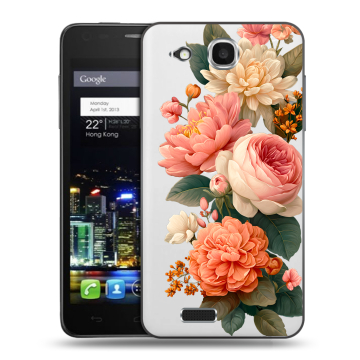 Пластиковый чехол на Alcatel One Touch Idol Ultra с принтом цветы