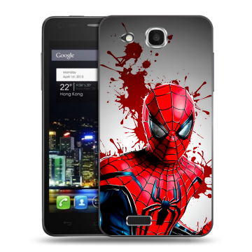 Пластиковый чехол на Alcatel One Touch Idol Ultra с принтом Spiderman Человек паук Пластиковый чехол на Alcatel One Touch Idol Ultra с принтом Spiderman Человек паук