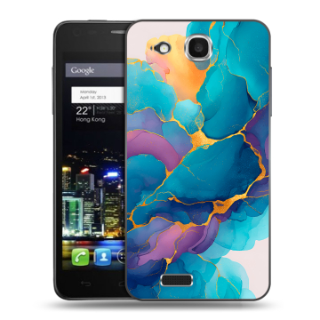 Пластиковый чехол на Alcatel One Touch Idol Ultra с принтом Мрамор блестки