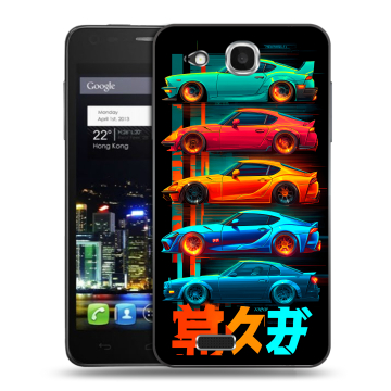 Пластиковый чехол на Alcatel One Touch Idol Ultra с принтом машины тачки