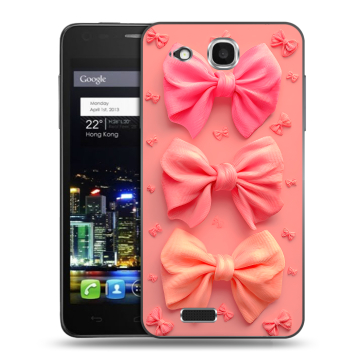 Пластиковый чехол на Alcatel One Touch Idol Ultra с принтом Розовые бантики Пластиковый чехол на Alcatel One Touch Idol Ultra с принтом Розовые бантики