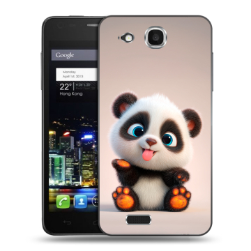 Пластиковый чехол на Alcatel One Touch Idol Ultra с принтом милая панда Пластиковый чехол на Alcatel One Touch Idol Ultra с принтом милая панда