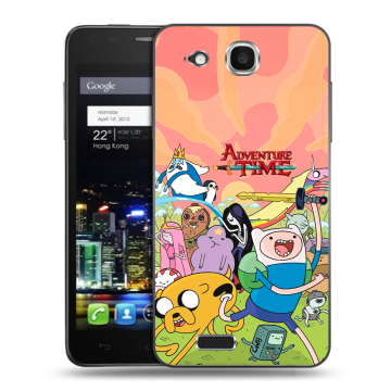 Пластиковый чехол на Alcatel One Touch Idol Ultra с принтом Adventure time Время приключений