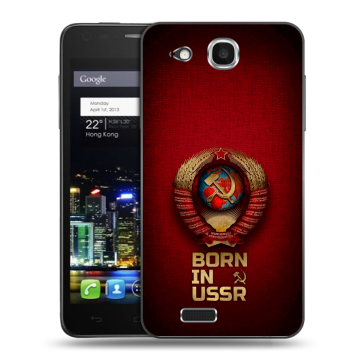 Пластиковый чехол на Alcatel One Touch Idol Ultra с принтом Флаг Герб СССР