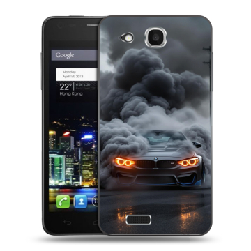 Пластиковый чехол на Alcatel One Touch Idol Ultra с принтом BMW БМВ