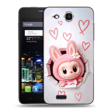 Пластиковый чехол на Alcatel One Touch Idol Ultra с принтом Labubu Лабубу Пластиковый чехол на Alcatel One Touch Idol Ultra с принтом Labubu Лабубу