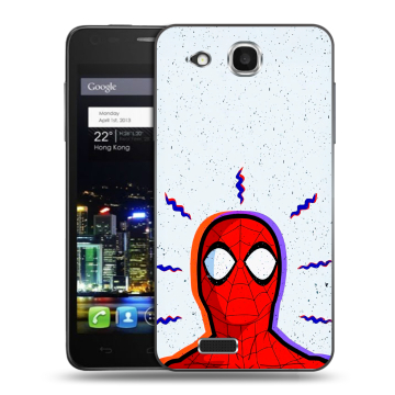 Пластиковый чехол на Alcatel One Touch Idol Ultra с принтом Spiderman Человек паук