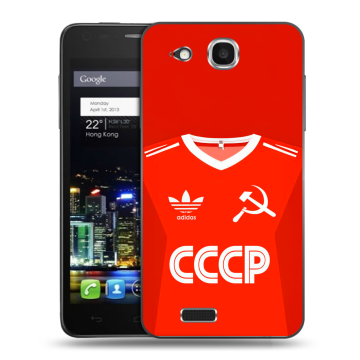 Пластиковый чехол на Alcatel One Touch Idol Ultra с принтом Флаг Герб СССР