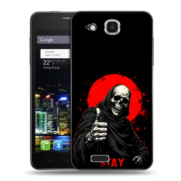 Пластиковый чехол на Alcatel One Touch Idol Ultra с принтом смешной скелет