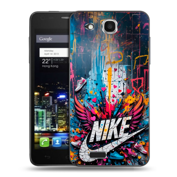 Пластиковый чехол на Alcatel One Touch Idol Ultra с принтом Nike Найк Пластиковый чехол на Alcatel One Touch Idol Ultra с принтом Nike Найк