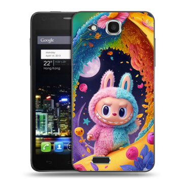 Пластиковый чехол на Alcatel One Touch Idol Ultra с принтом Labubu Лабубу Пластиковый чехол на Alcatel One Touch Idol Ultra с принтом Labubu Лабубу