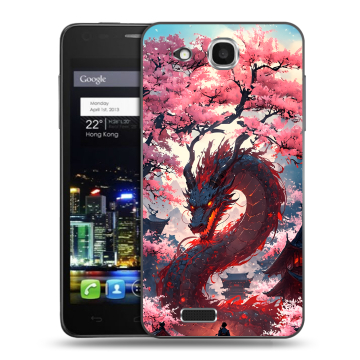 Пластиковый чехол на Alcatel One Touch Idol Ultra с принтом Дракон Японский Пластиковый чехол на Alcatel One Touch Idol Ultra с принтом Дракон Японский