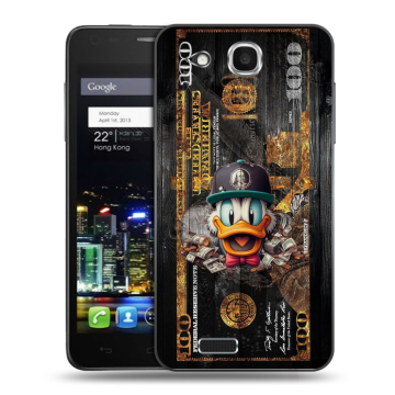 Пластиковый чехол на Alcatel One Touch Idol Ultra с принтом Дональд Дак Доллар Пластиковый чехол на Alcatel One Touch Idol Ultra с принтом Дональд Дак Доллар