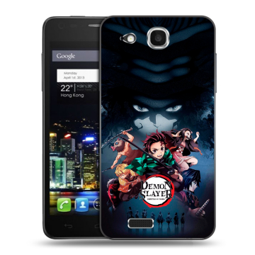Пластиковый чехол на Alcatel One Touch Idol Ultra с принтом Demon Slayer Клинок рассекающий демонов Пластиковый чехол на Alcatel One Touch Idol Ultra с принтом Demon Slayer Клинок рассекающий демонов