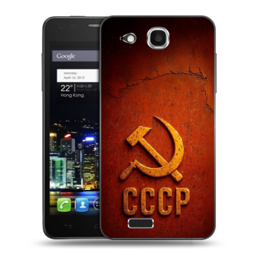 Пластиковый чехол на Alcatel One Touch Idol Ultra с принтом Флаг Герб СССР Пластиковый чехол на Alcatel One Touch Idol Ultra с принтом Флаг Герб СССР