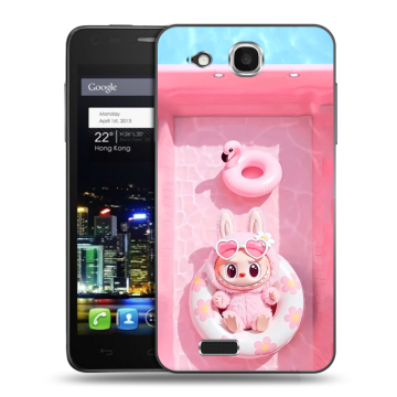 Пластиковый чехол на Alcatel One Touch Idol Ultra с принтом Labubu Лабубу Пластиковый чехол на Alcatel One Touch Idol Ultra с принтом Labubu Лабубу