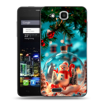 Пластиковый чехол на Alcatel One Touch Idol Ultra с принтом Новый год