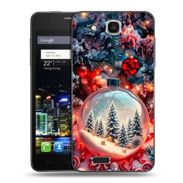 Пластиковый чехол на Alcatel One Touch Idol Ultra с принтом Новый год