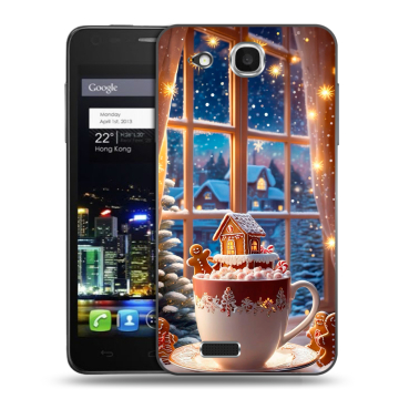 Пластиковый чехол на Alcatel One Touch Idol Ultra с принтом Новый год