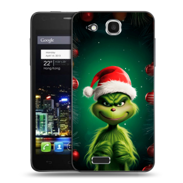 Пластиковый чехол на Alcatel One Touch Idol Ultra с принтом Гринч Новый год Рождество