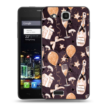 Пластиковый чехол на Alcatel One Touch Idol Ultra с принтом Новый год