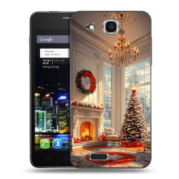 Пластиковый чехол на Alcatel One Touch Idol Ultra с принтом Новый год