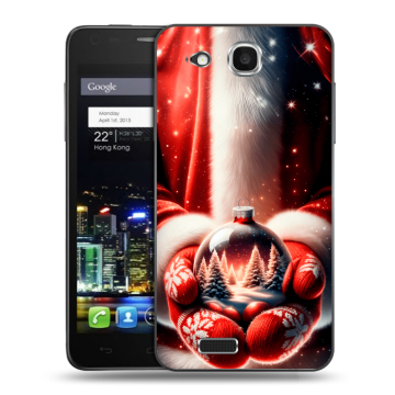 Пластиковый чехол на Alcatel One Touch Idol Ultra с принтом Новый год