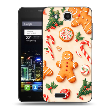 Пластиковый чехол на Alcatel One Touch Idol Ultra с принтом Новый год