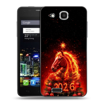 Пластиковый чехол на Alcatel One Touch Idol Ultra с принтом Новый год