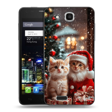 Пластиковый чехол на Alcatel One Touch Idol Ultra с принтом Новый год